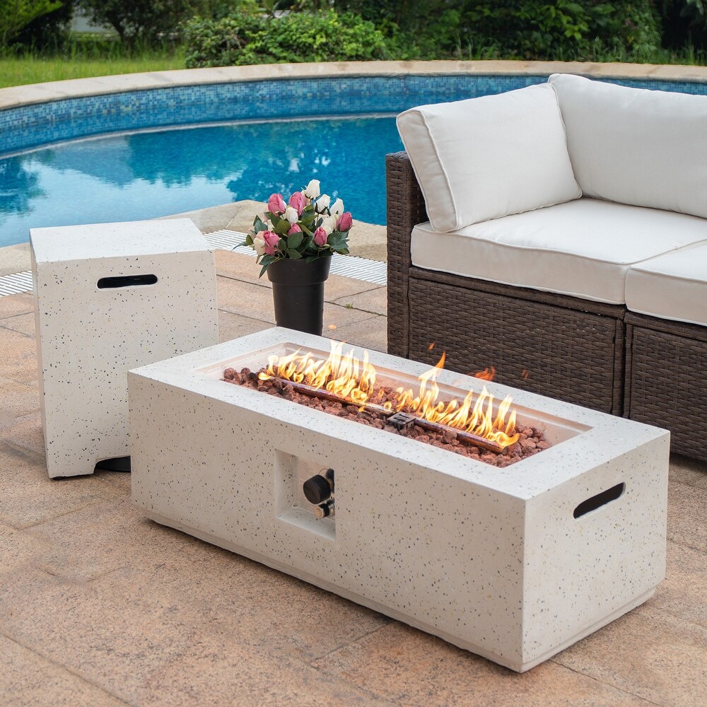 COSIEST Outdoor Patio Rectangle Fire Pit with Tank Cover Table   42\