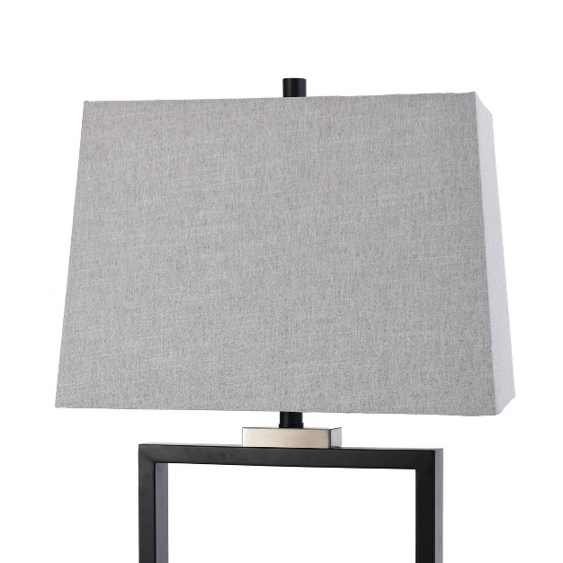 Logan Open Design Table Lamp With Fabric Shade Black gray Stylecraft