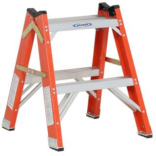 Werner 2 ft. Fiberglass Twin Step Ladder with 300 lbs. Load Capacity Type IA Duty Rating T6202