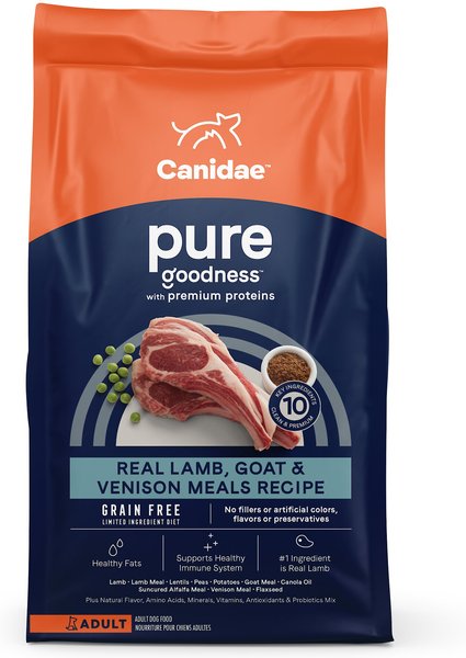 CANIDAE Grain-Free PURE Limited Ingredient Lamb， Goat and Venison Meals Recipe Dry Dog Food