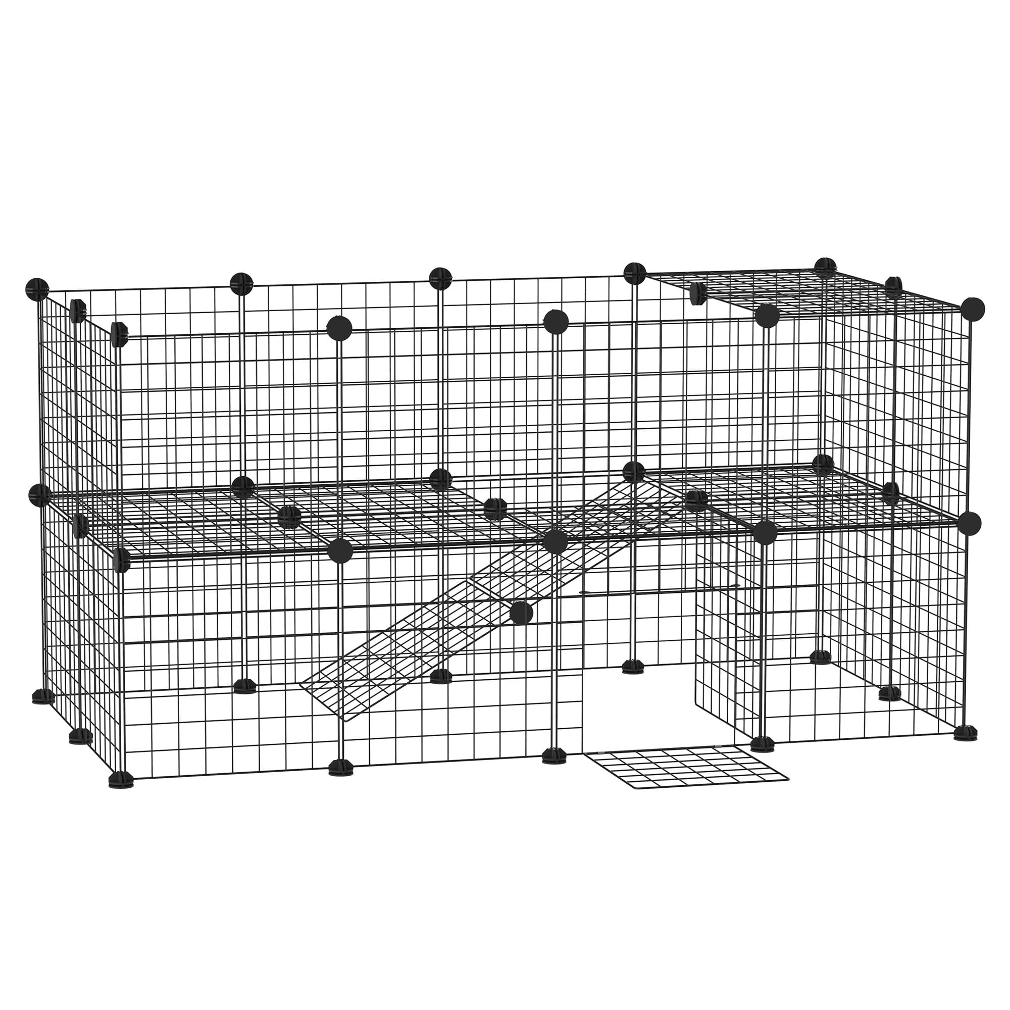 Pawhut 36 Panel Pet Playpen Small Animal Cage Metal Wire Indoor Outdoor Portable