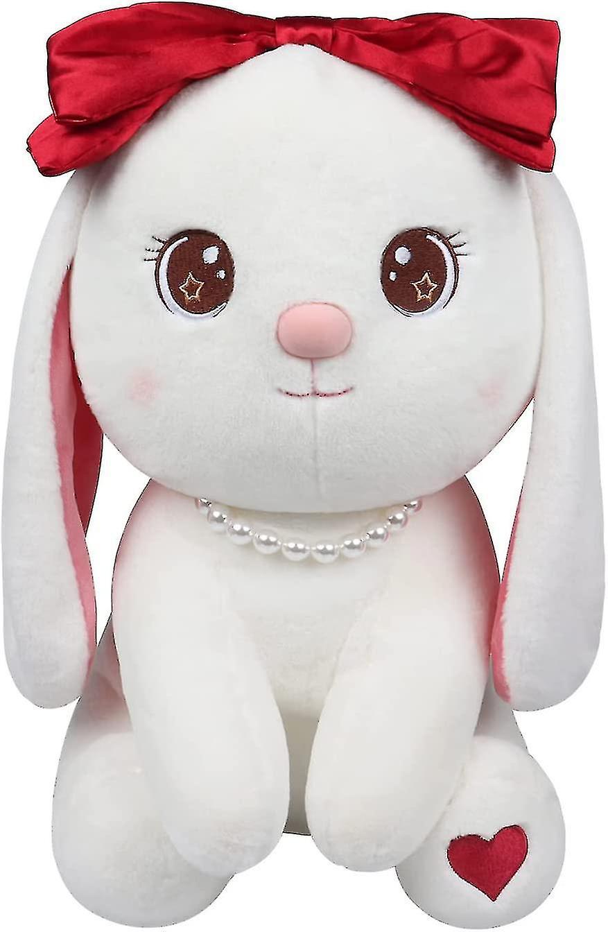 White Bunny Plush Doll， Stuffed Animal Plushie Kawaii Rabbit Pillow Plush Toy Gifts For Boys Girls (