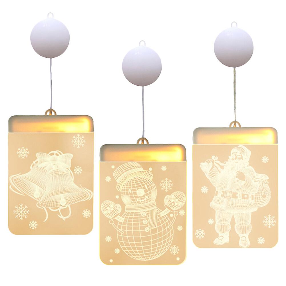 3pcs Christmas Window Lights Suction Cup Light Party Decorative Light  Home Shop Decor