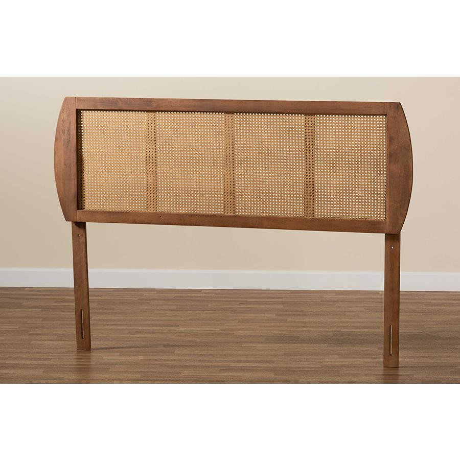 Harris Mid Century Modern Ash Walnut Finished Wood and Synthetic Rattan   Tropical   Headboards   by BisonOffice  Houzz