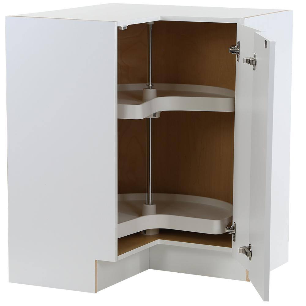 Hampton Bay Cambridge White Shaker Assembled Lazy Susan Corner Base Cabinet with 2 Soft Close Doors (28 in. W x 28 in. D x 35 in. H) CM2835C-WH