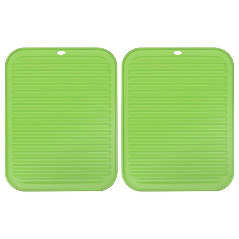 2 Pcs 12 x 9 Under Sink Drain Pad Silicone Dish Drying Mat Set