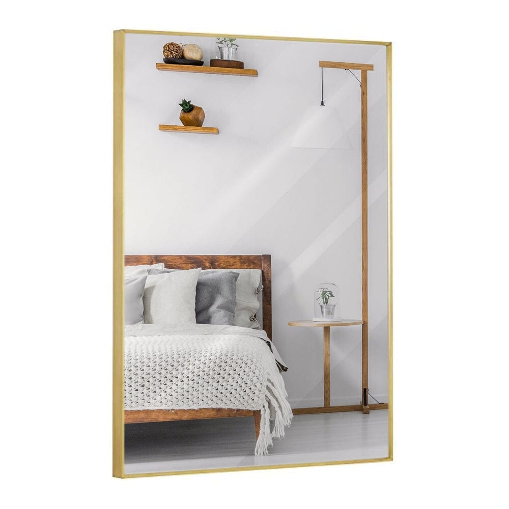 Gold Brushed Metal Vanity Mirror Simple Edge Mirrors 22