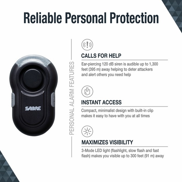 Sabre Personal Alarm With Led Light Black