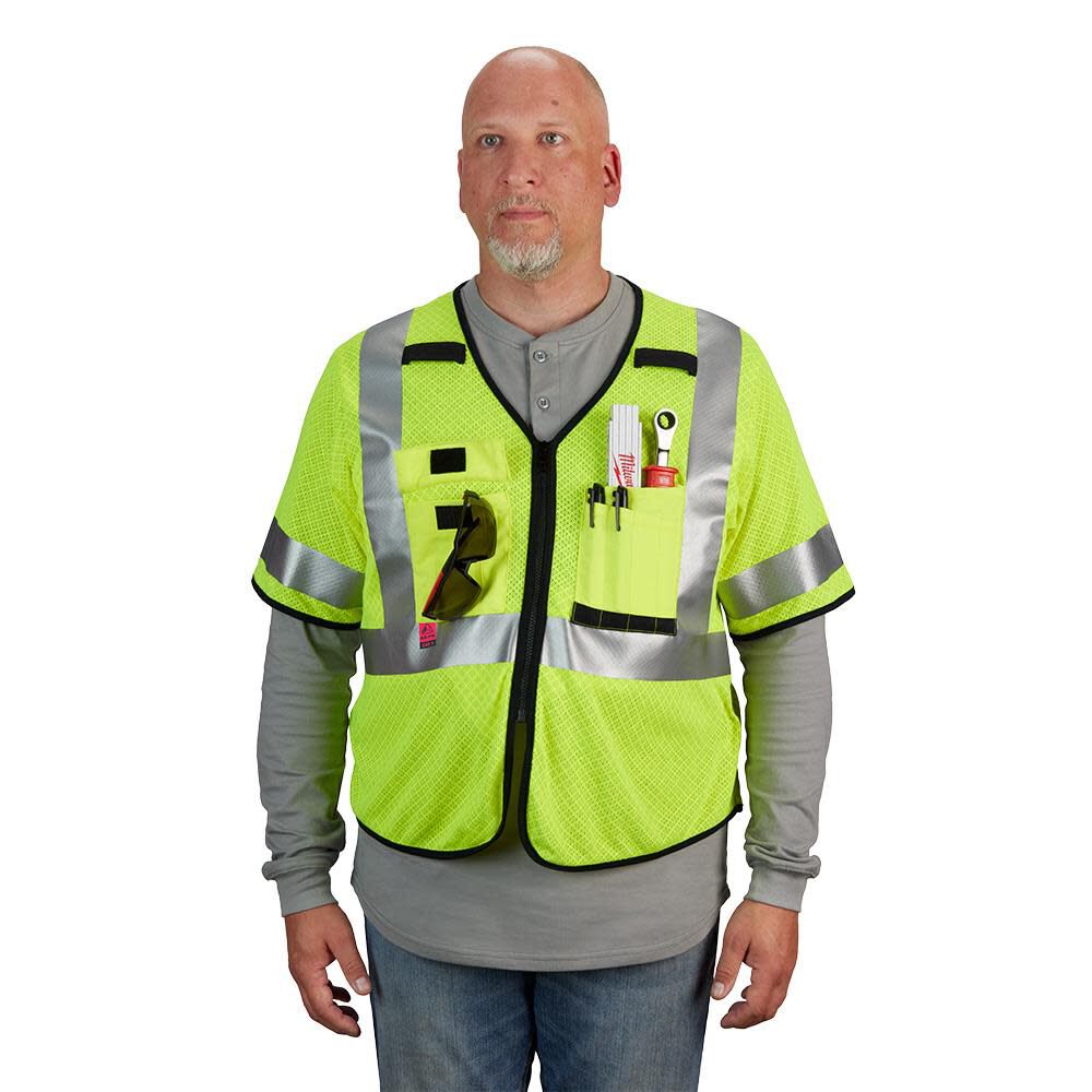 MW High Vis Safety Vest Yellow Class 3 Mesh AR/FR Cat 1 S/M 48-73-5221M910 from MW