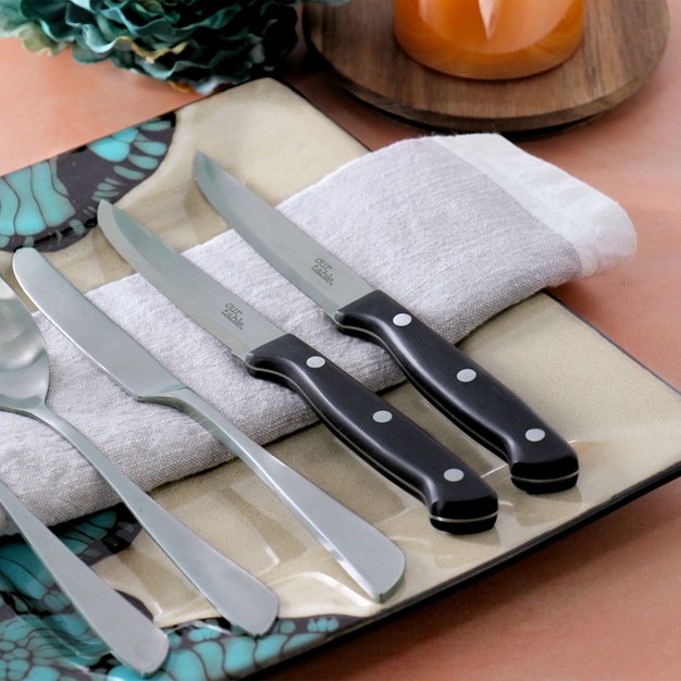 Our Table 6 Piece 4 5 Inch High Carbon Stainless Steel Steak Knife Set In Black