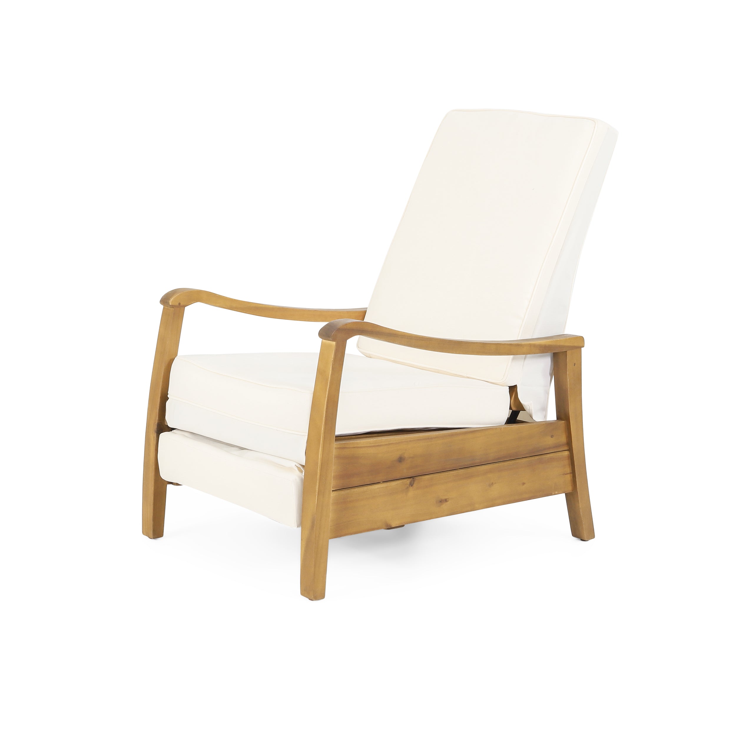 Sadlier Outdoor Acacia Wood Recliner Chair with Cushions