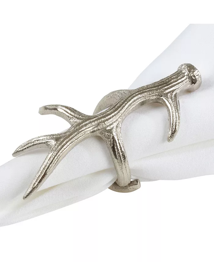 Saro Lifestyle Rustic Napkin Ring With Antler Design Set of 4