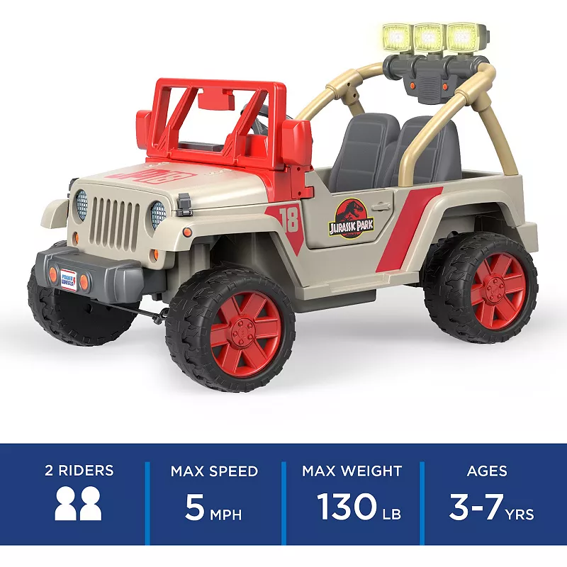 Power Wheels Jurassic Park Jeep Wrangler Battery-Powered Ride-On Vehicle by Fisher-Price