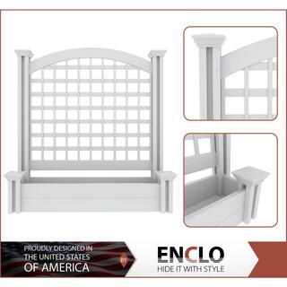 Enclo Privacy Screens Belmont 45-12 in. x 42 in. White Vinyl Decorative Freestanding Lattice Screen Panel with Planter Box EC18005