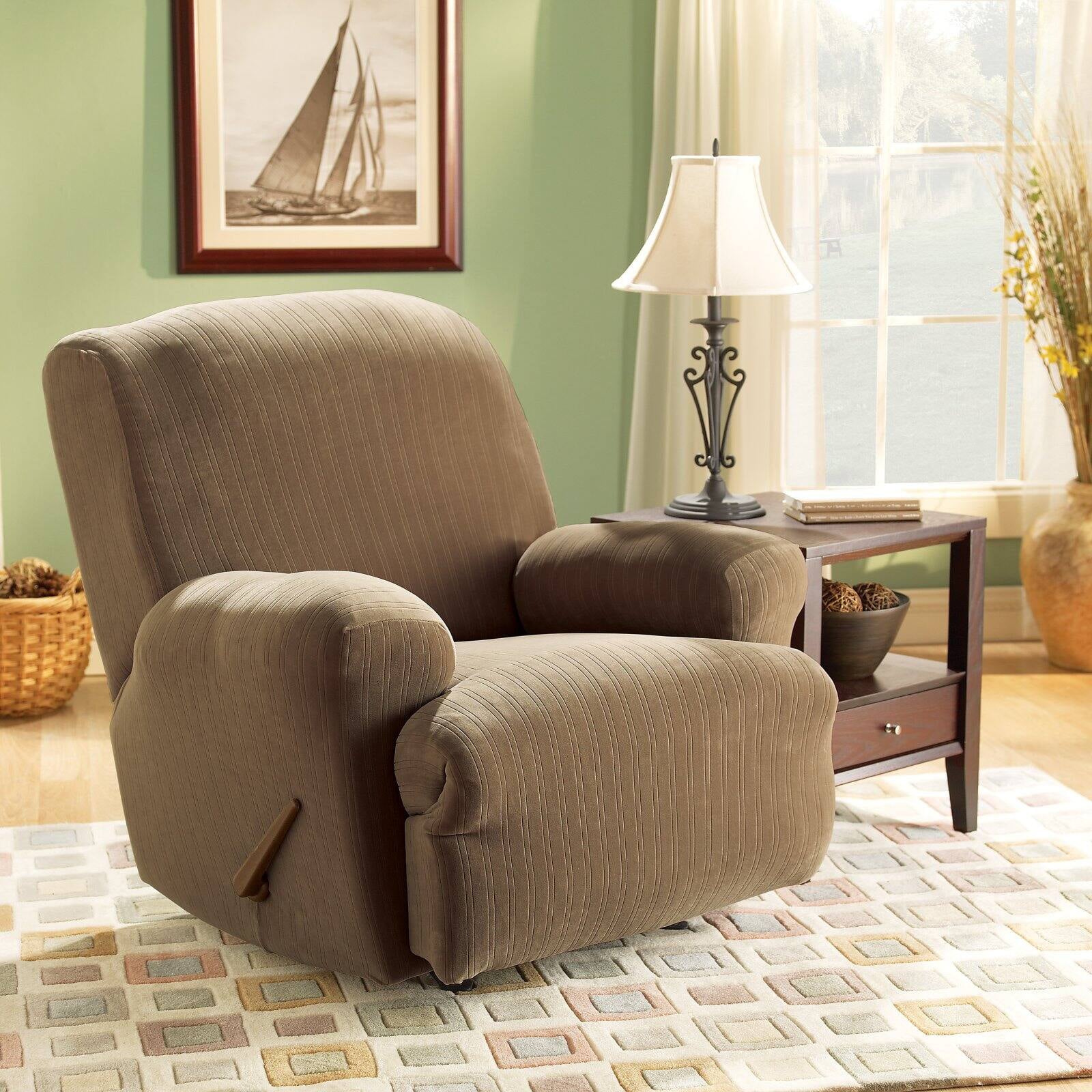 Sure Fit Stretch Pinstripe Recliner Slipcover