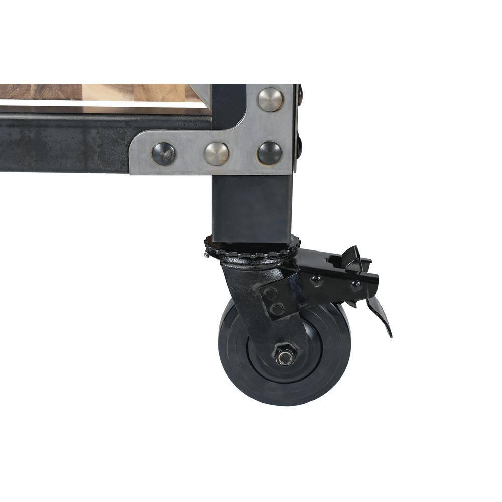 DURAMAX Darby 72 in. W x 24 in. D 3 Drawer Industrial Metal with Wood Mobile Workbench 68051