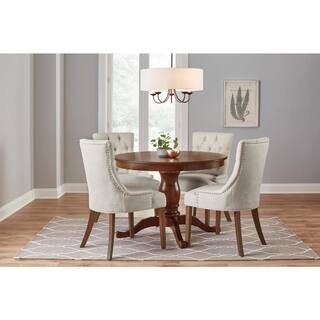 StyleWell Walnut Brown Finish Round Dining Table for 4 (41.7 in. L x 29 in. H) DS5001-Walnut