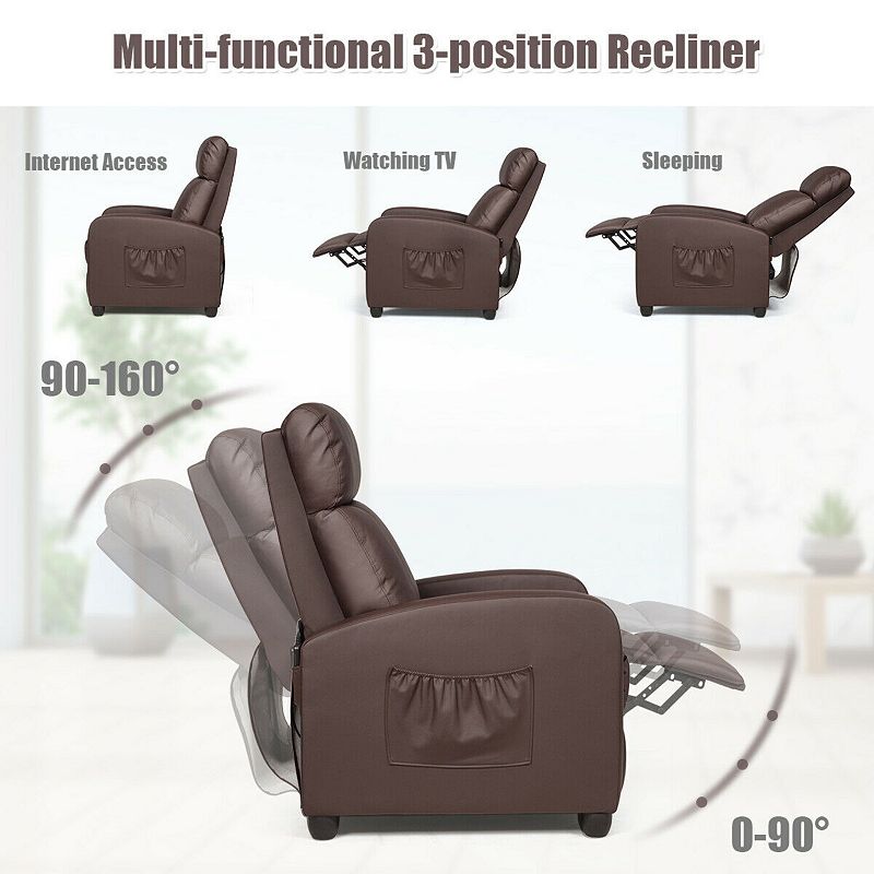 Recliner Sofa Wingback Chair with Massage Function-Brown