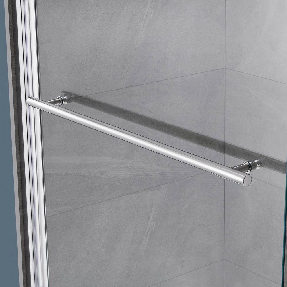 OVE Decors Molly 34.8 in. W x 57.99 in. H Pivot Frameless Tub Door in Chrome 15BGP-MOLL34-CH