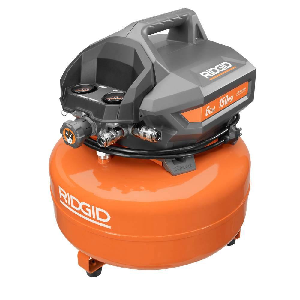 RIDGID 6 Gal. Electric Pancake Air Compressor and Pneumatic 18-Gauge 2-18 in. Brad Nailer R69601FK