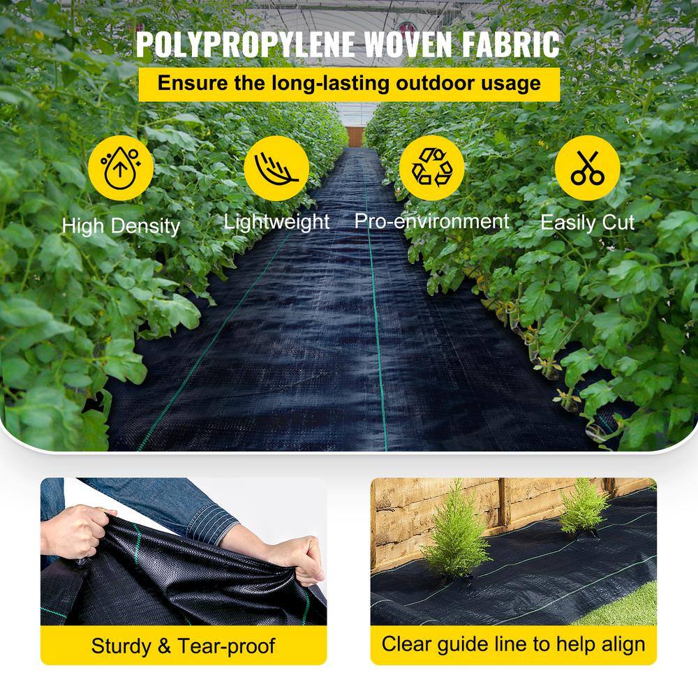 VEVOR 6 ft. x 250 ft. Weed Barrier Landscape Fabric 4.1 oz. Heavy-Duty Premium Woven Ground Cover for Outdoor Garden Black ZZZP4.1OZ6X250FCBV0