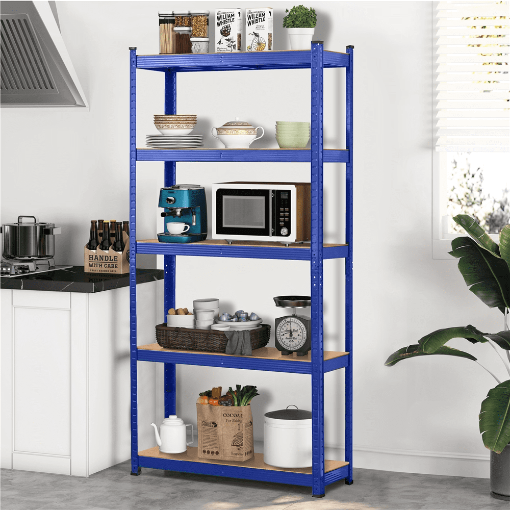 SMILE MART 2pcs 5 Tiers Adjustable Metal Storage Shelf Units Boltless for Home Garage, Blue