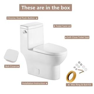 LORDEAR 12 in. Rough-In 1-piece 1.28 GPF Single Flush Elongated Toilet in White Soft Close Seat Included MT102CL4