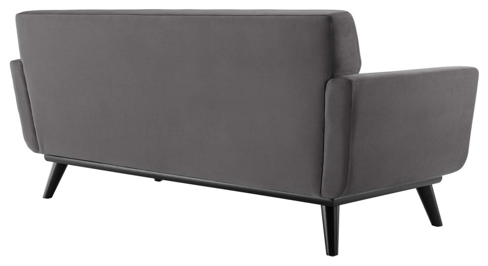 Engage Channel Tufted Performance Velvet Loveseat   Midcentury   Loveseats   by ShopFreely  Houzz