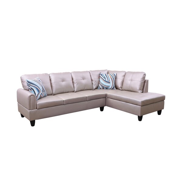 2-Pieces Sectional Sofa and Chaise，Latte，Faux Leather(09727B-2)