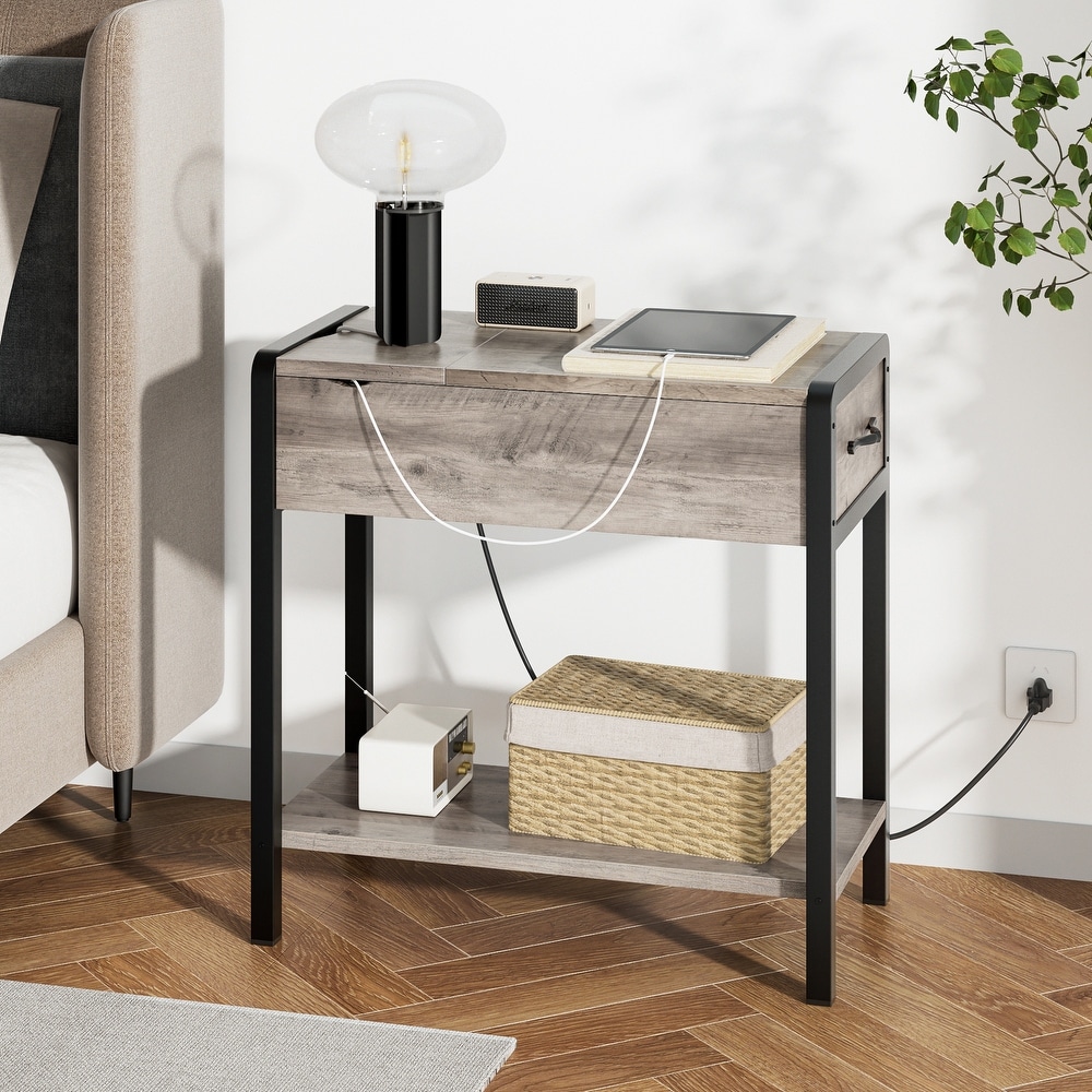 End Table with Drawer Charging Station