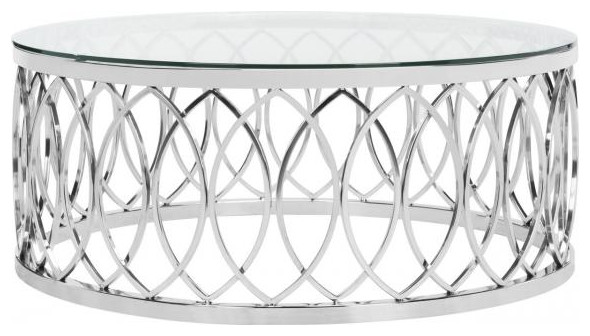 April Glass Top Coffee Table Chrome Safavieh   Contemporary   Coffee Tables   by Safavieh  Houzz