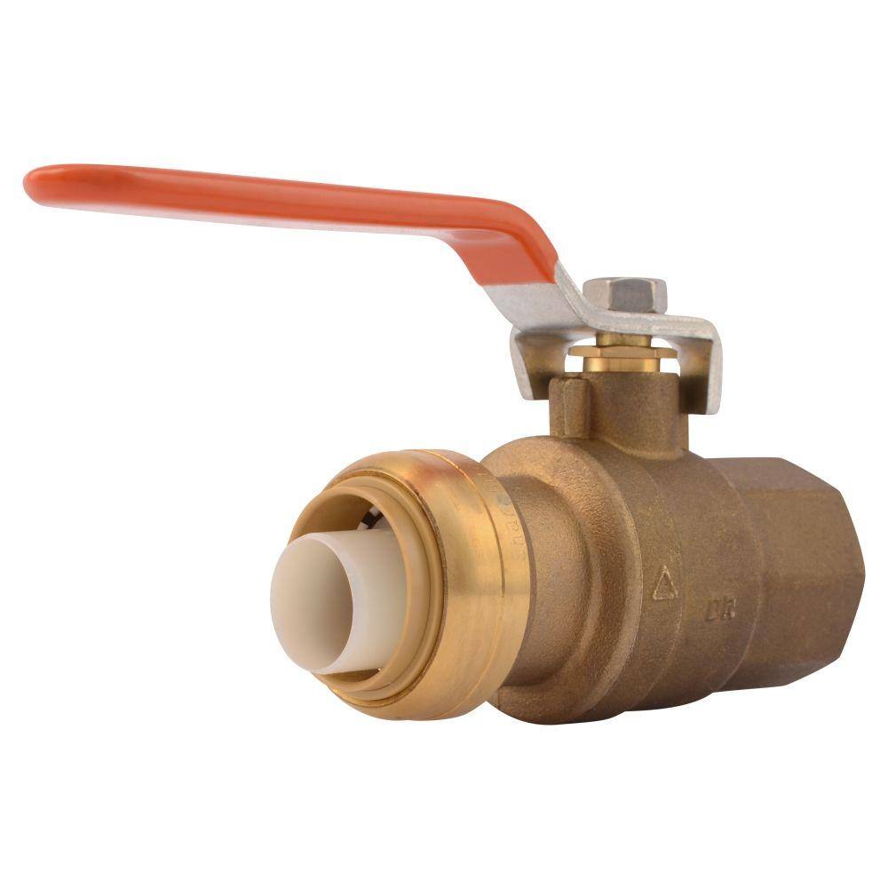 SharkBite 1 in. Brass Push-to-Connect X Female Pipe Thread Ball Valve 22187-0000LF