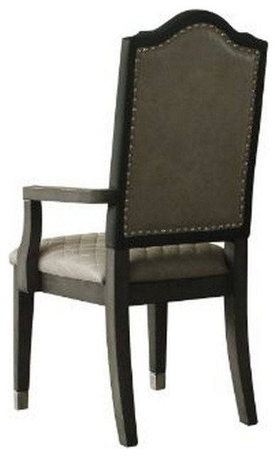 Benzara BM250608 Arm Chair With Fabric Seat and Arched Top  Set of 2  Beige   Transitional   Dining Chairs   by Uber Bazaar  Houzz