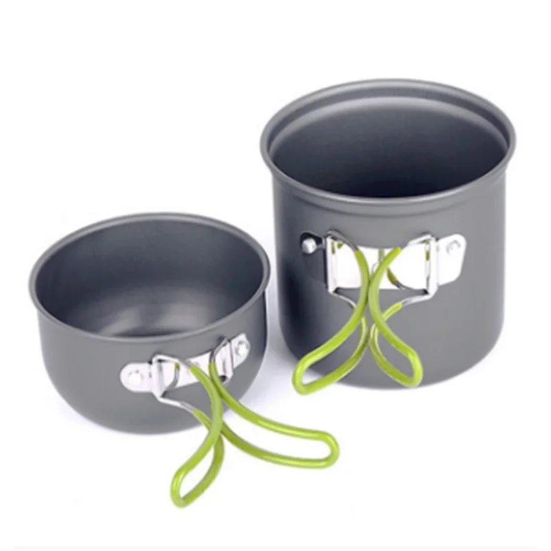 Hot Sale 2 PCS Outdoor Camping Pot Hiking Backpacking Picnic Cooking Non stick Camping Frying Pan