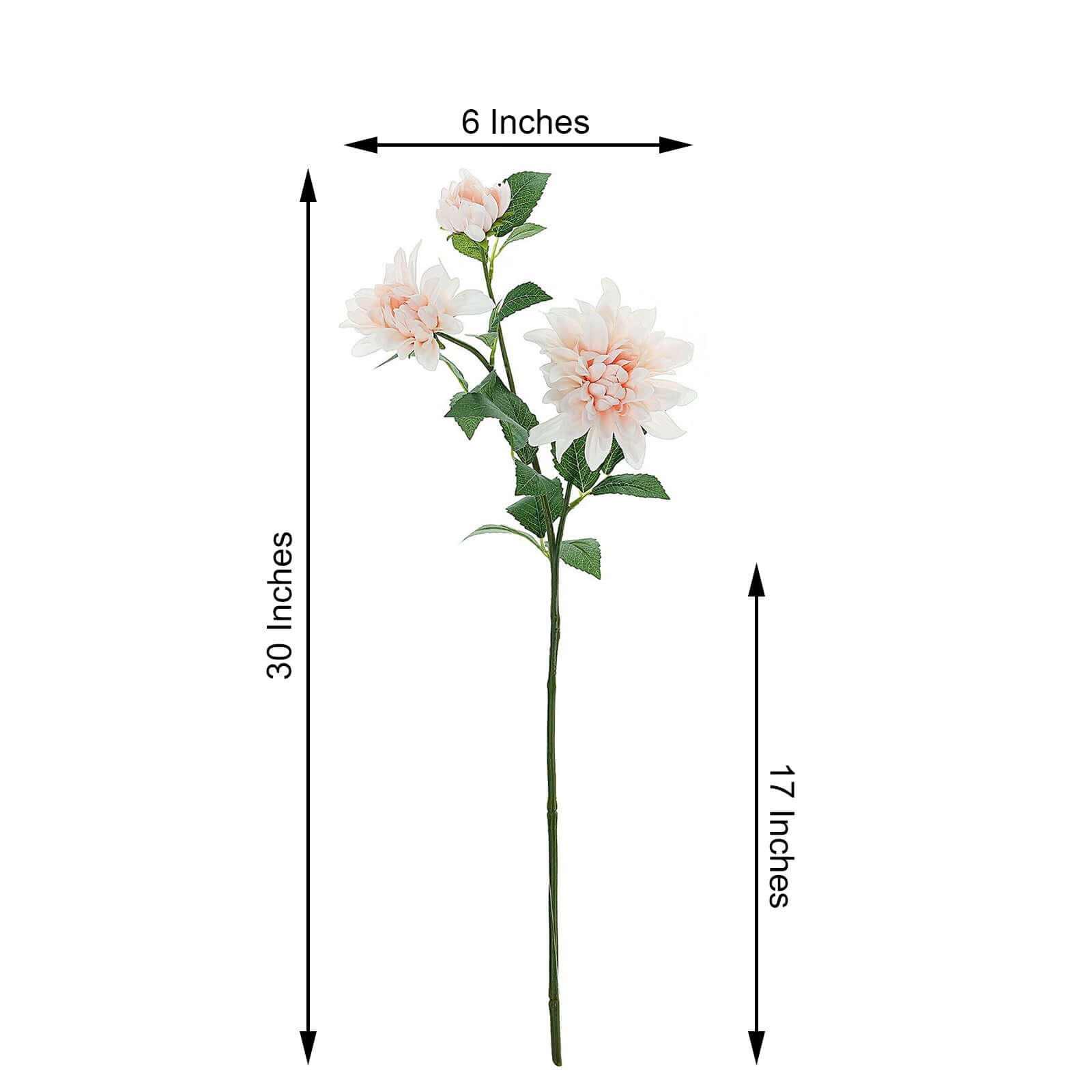 Blush Artificial Dahlia Silk Flower Stems, Faux Floral Spray 30