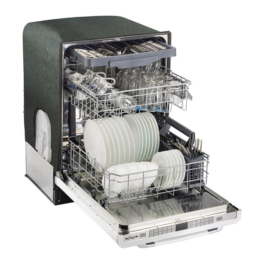 Unique Appliances Classic Retro 24 in. Top Control Dishwasher with Stainless Steel Tub and 3rd Rack in Marshmallow White UGP-24CR DW W