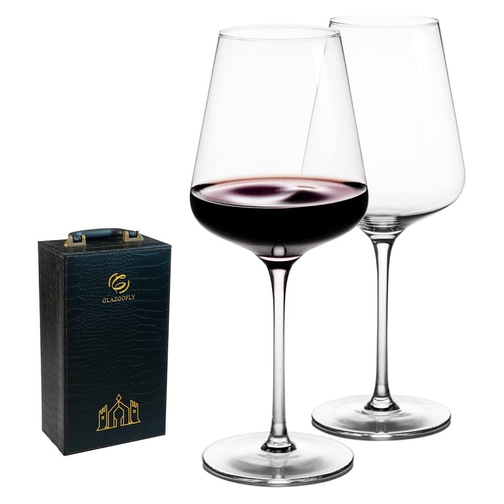 Glazgofly Red Wine Crystal Set  Hand Blown   2 Pack  18 Oz.