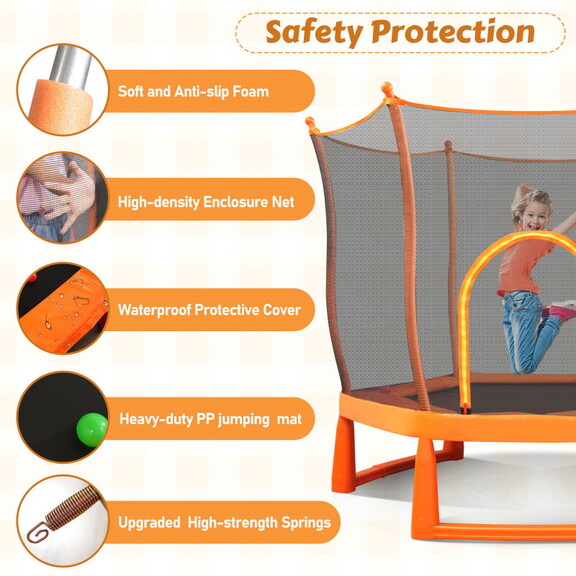 6FT Toddlers Trampoline with Safety Enclosure Net ...