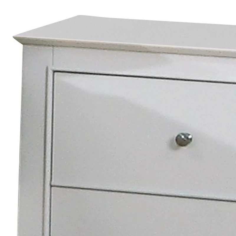 Contemporary Nightstand With 2 Drawers， White