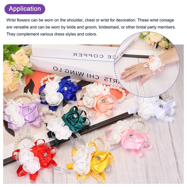 Wrist Corsage Artificial Flower Bracelets Pack of 2 Rose Wrist