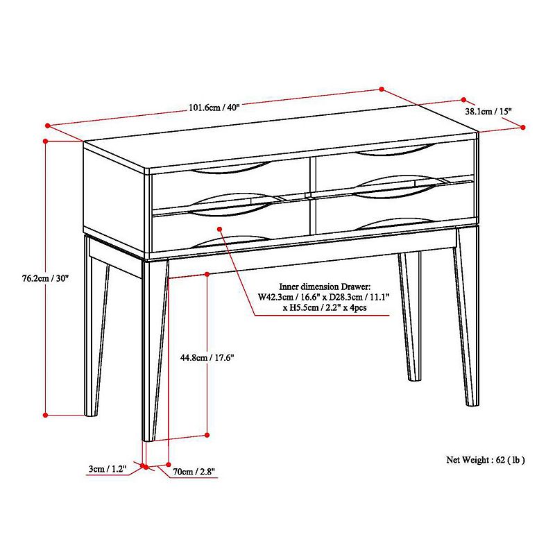 Simpli Home Harper 4-Drawer Console Table