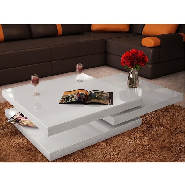 3 Tiers Coffee Table End Table for Living Room High Gloss White