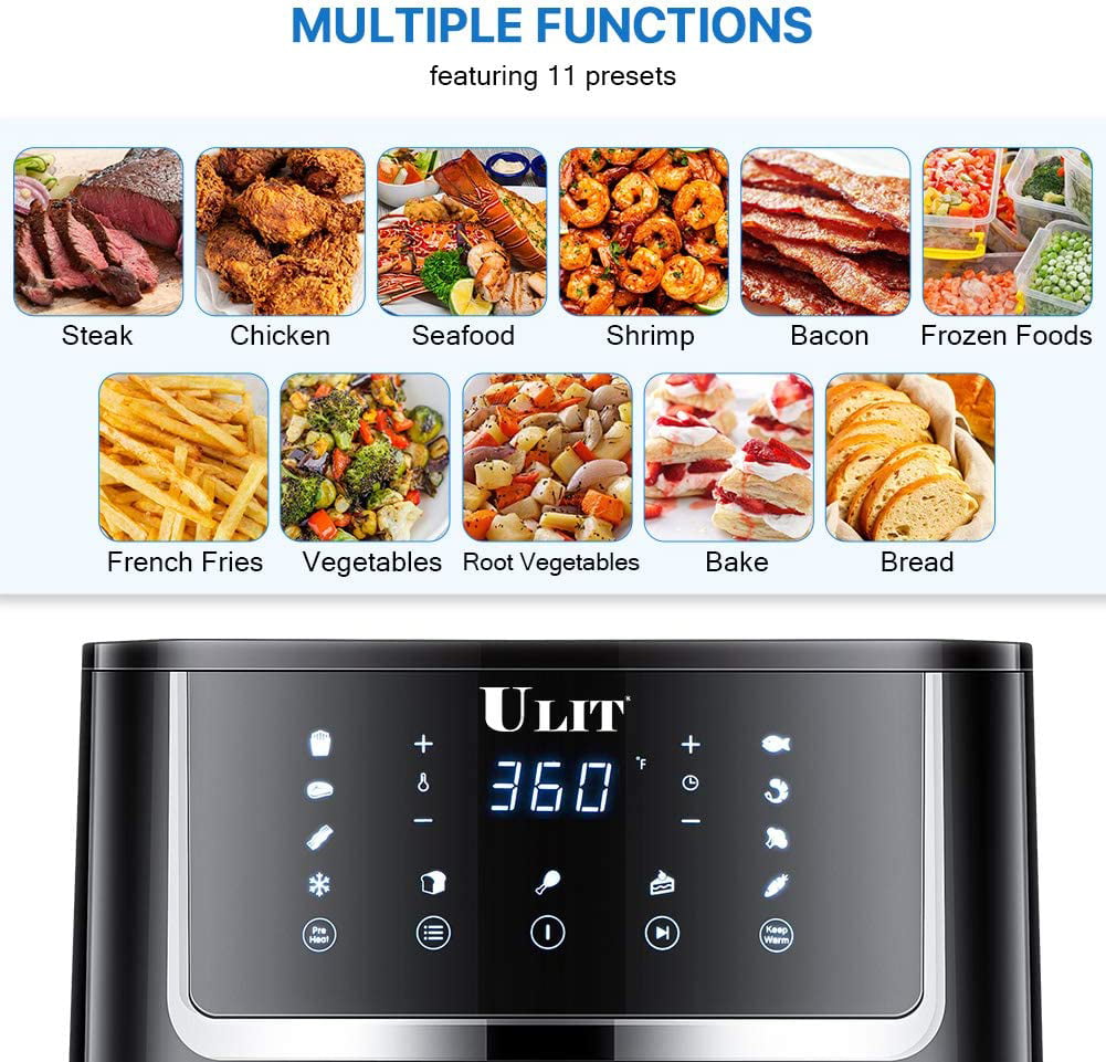 Air Fryer 1750W 6QT Electric Hot Air Fryers Oven& Oil less Cooker 11 presets menu with Digital Touchscreen Nonstick Basket ETL Certified