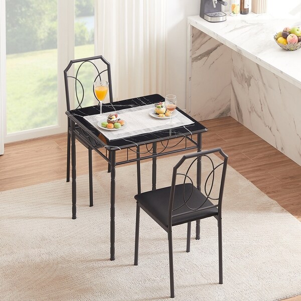 3-Piece Dining Table Set with 2 Chairs for Home Kitchen Breakfast Nook