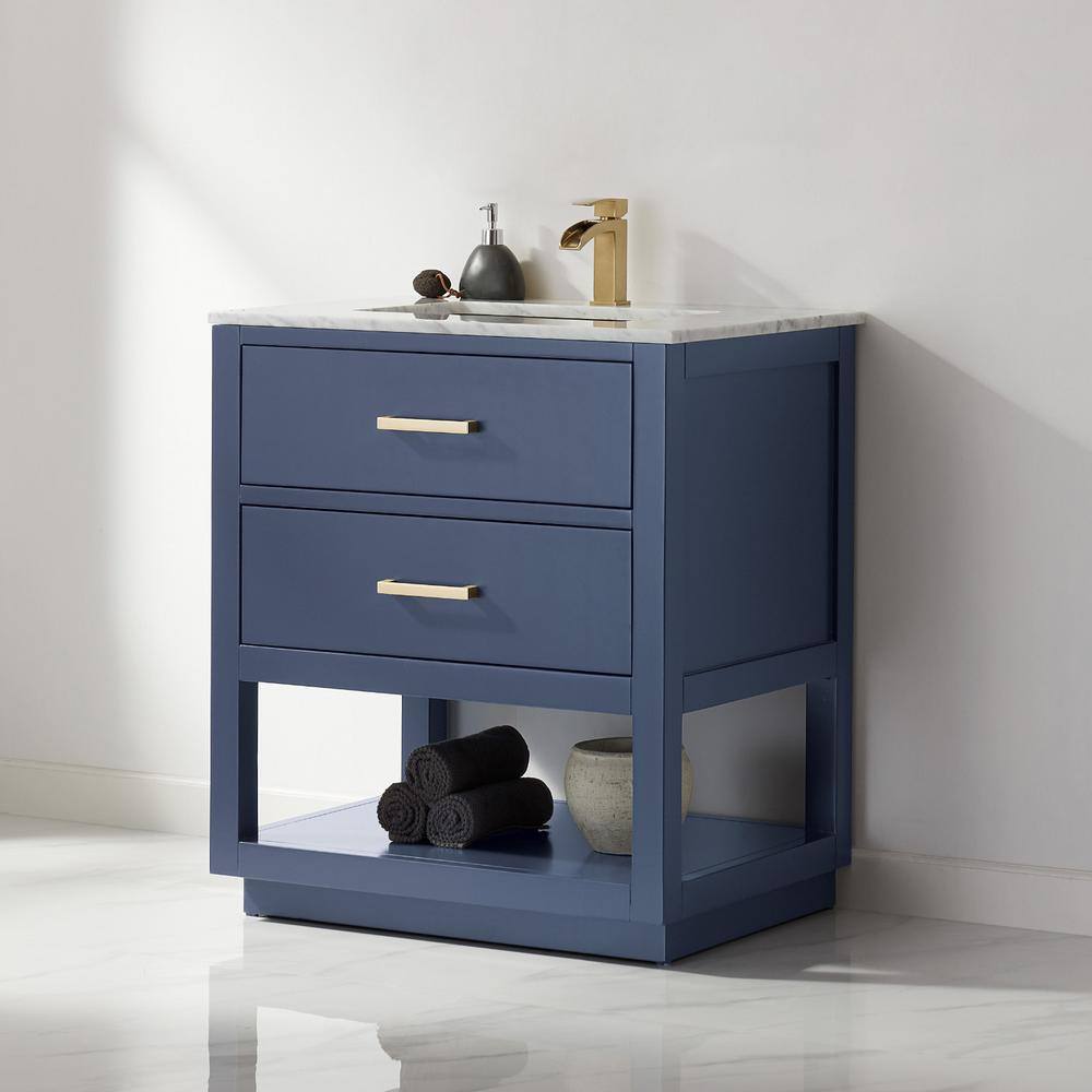 Altair Remi 30 in. Bath Vanity in Royal Blue with Carrara Marble Vanity Top in White with White Basin 532030-RB-CA-NM