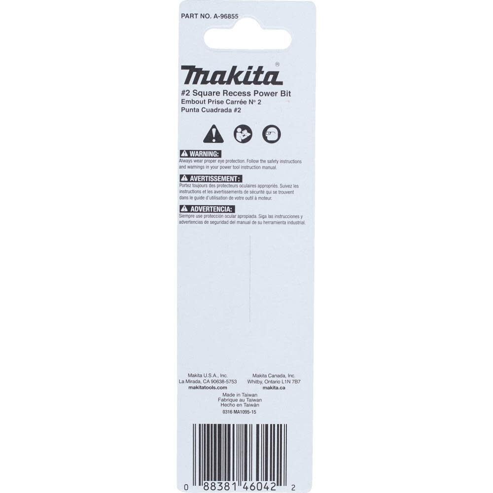 Makita Impact X #2 Square Recess 3-1/2 Power Bit A-96855 from Makita