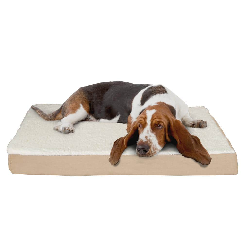 Petmaker Large Tan Orthopedic Sherpa Pet Bed M320142