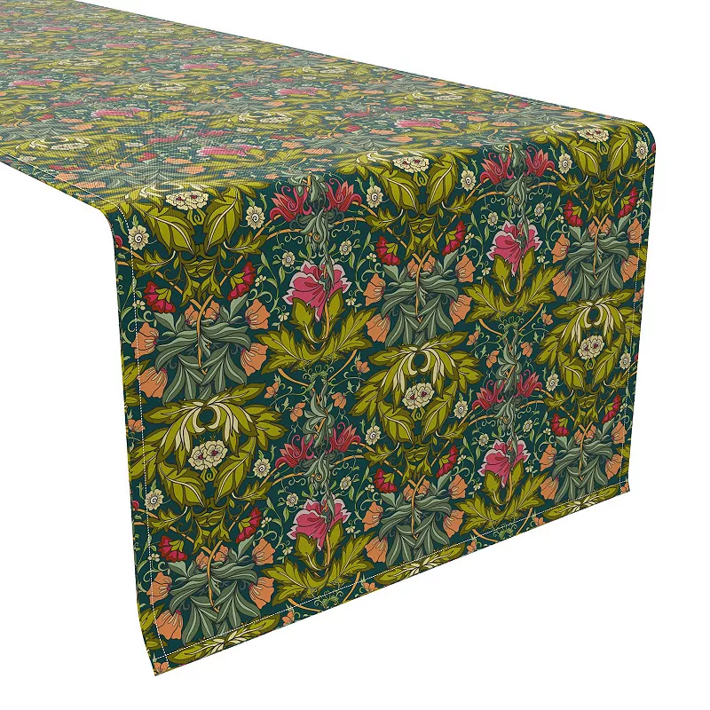 Table Runner， 100% Cotton， 16x90， Floral 45