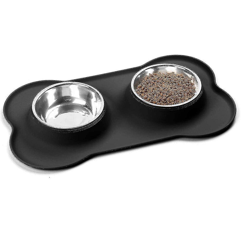 Antislip Double Dog Bowl With Silicone Mat Durable Stainless Steel  Cats|dog Feeding