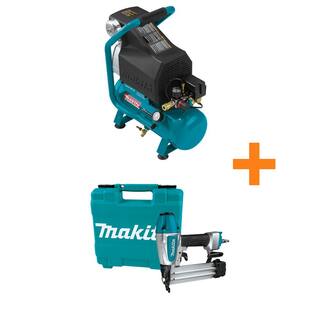 Makita 2.6 Gal. 2 HP Portable Electrical Hot Dog Air Compressor with Bonus Pneumatic 2 in. 18-Gauge Brad Nailer MAC700-AF506